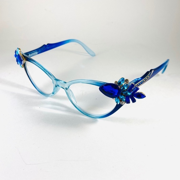 Vintage Vixen Turquoise Ombre frames Blue rhinestones +3.00 reading glasses main image 4
